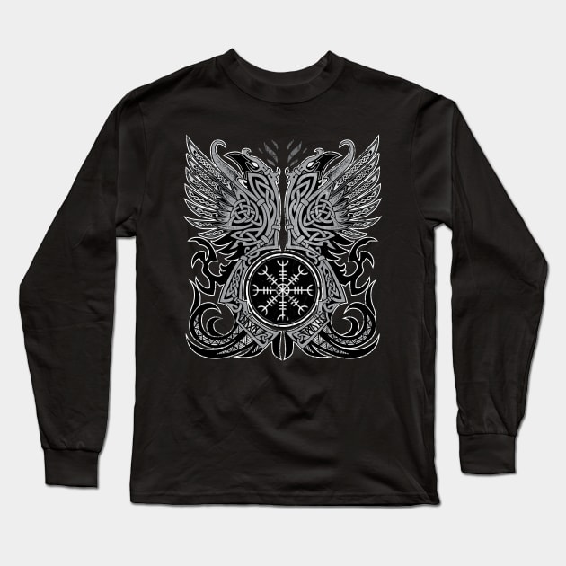 Huginn & Muninn, Odin's Ravens Long Sleeve T-Shirt by celtichammerclub